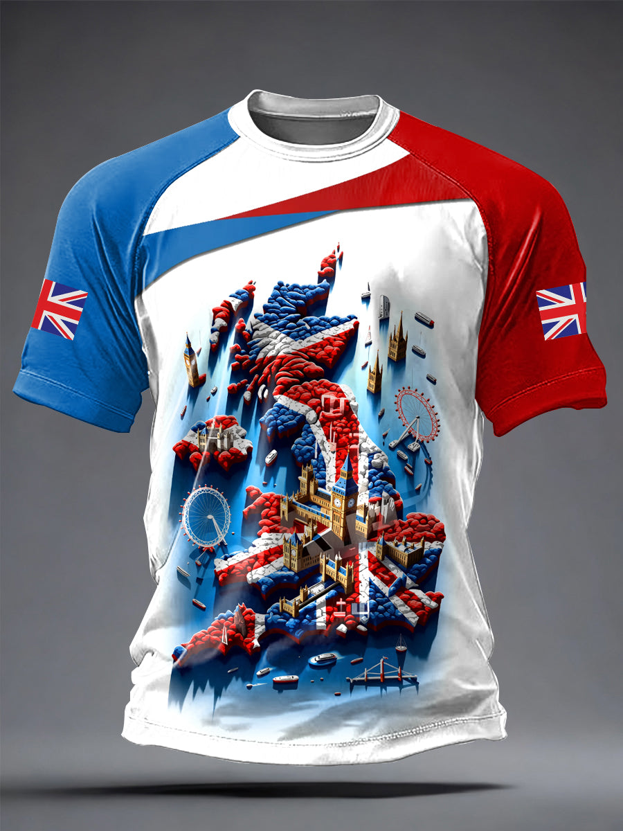 Men's British Style Printed Casual short sleeves t-shirt