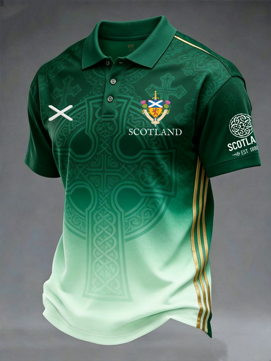 Men's British Football Celtic Print polo shirt