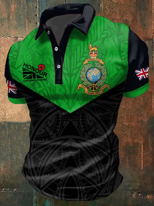 Men's British Navy Print polo shirt