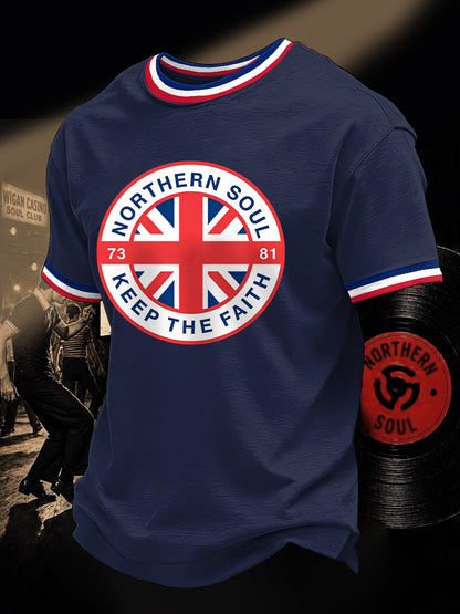 Men's Retro Northern Soul Keep The Faith Print Casual Tee