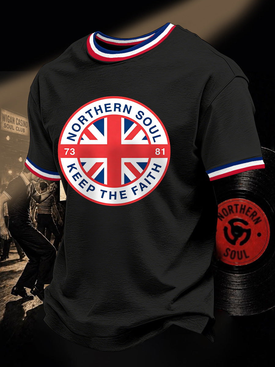 Men's Retro Northern Soul Keep The Faith Print Casual Tee