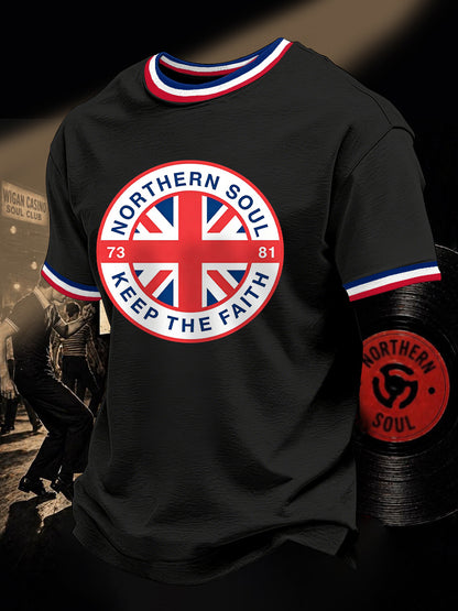 Men's Retro Northern Soul Keep The Faith Print Casual Tee