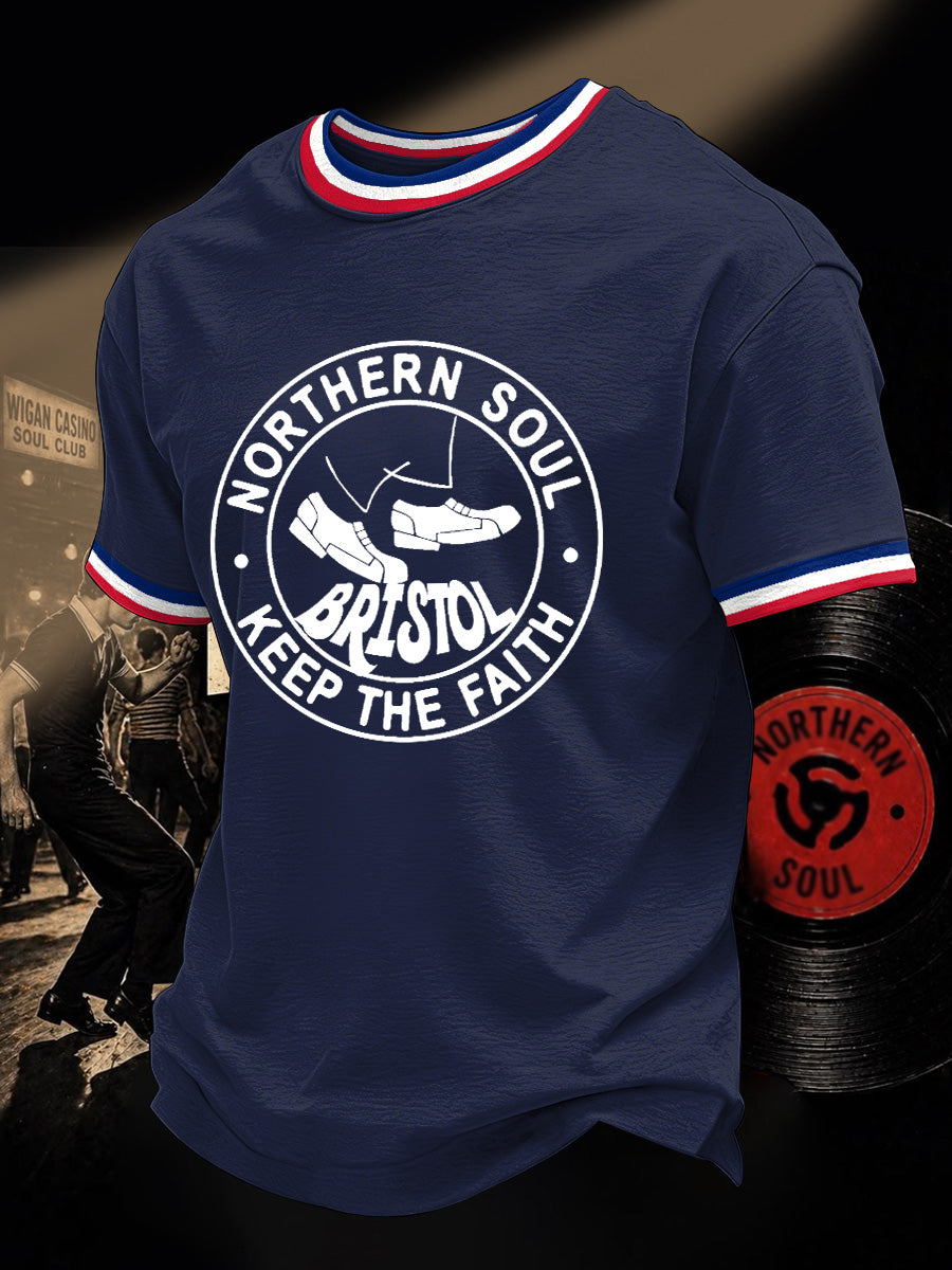 Retro Northern Soul Keep The Faith Print Casual Tee