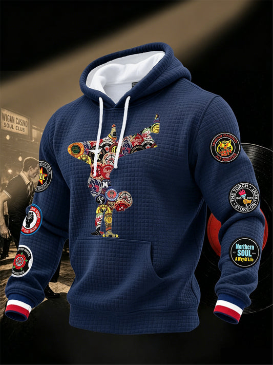 Men's Retro Northern Soul Keep The Faith Print Casual Waffle Hoodie