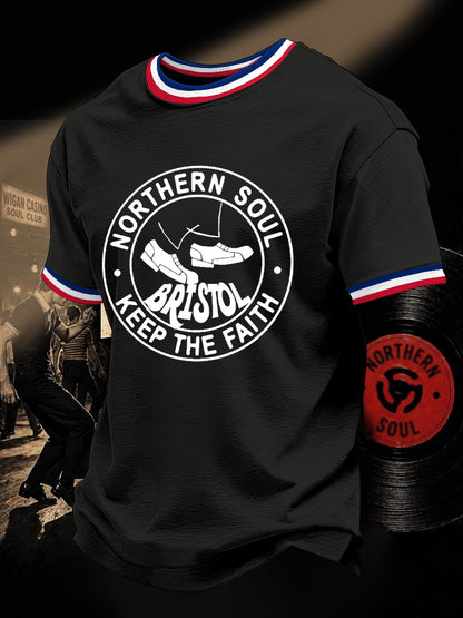 Retro Northern Soul Keep The Faith Print Casual Tee