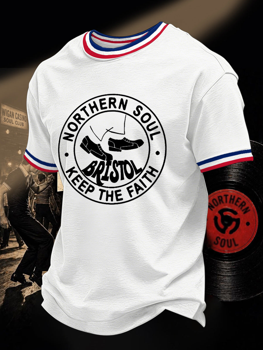 Retro Northern Soul Keep The Faith Print Casual Tee