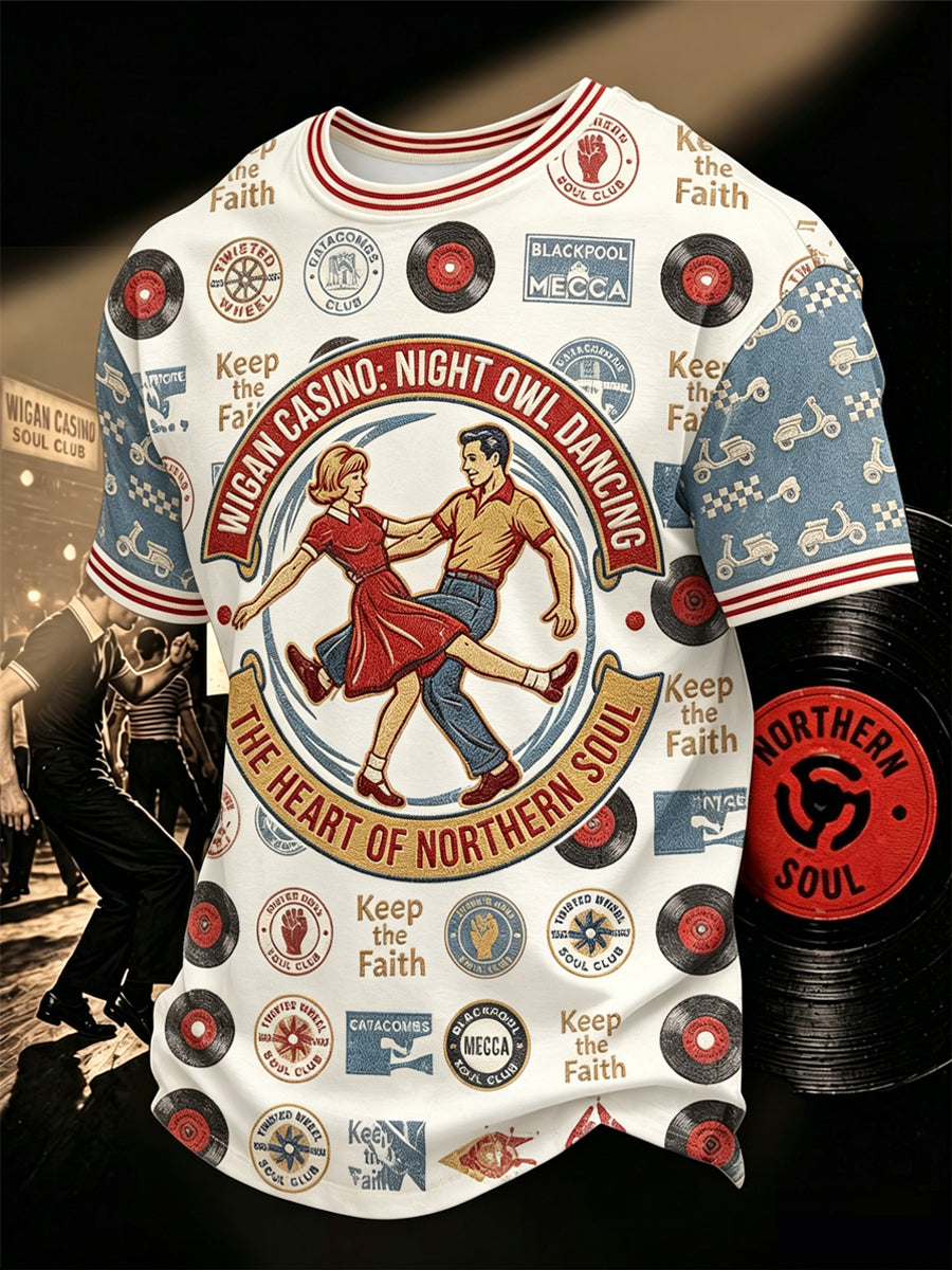 Men's Retro Northern Soul Keep The Faith Print Casual Tee