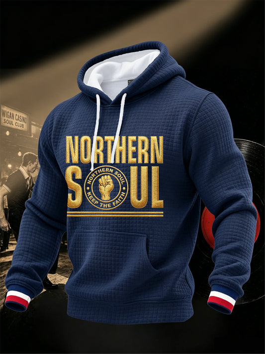 Men's Retro Northern Soul Keep The Faith Print Waffle Hoodie