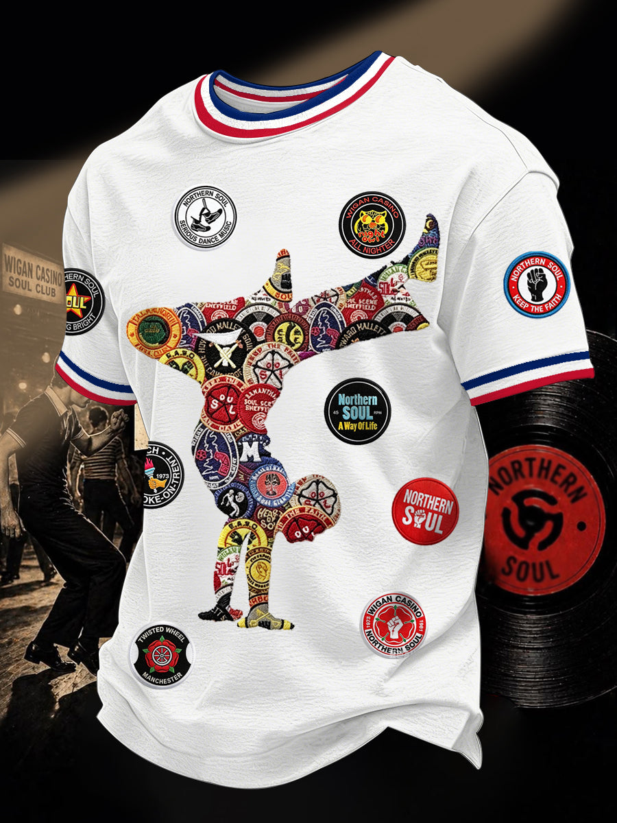 Men's Retro Northern Soul Keep The Faith Print Casual Tee