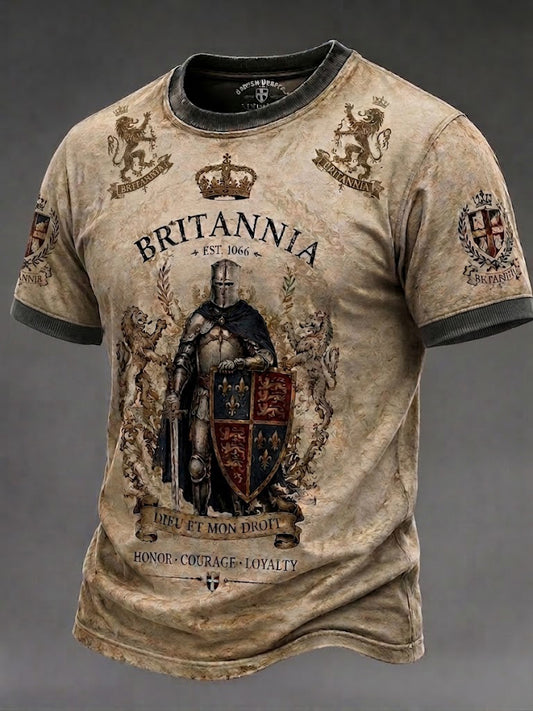 Men's British Knight Royal Arms Printed T-Shirt