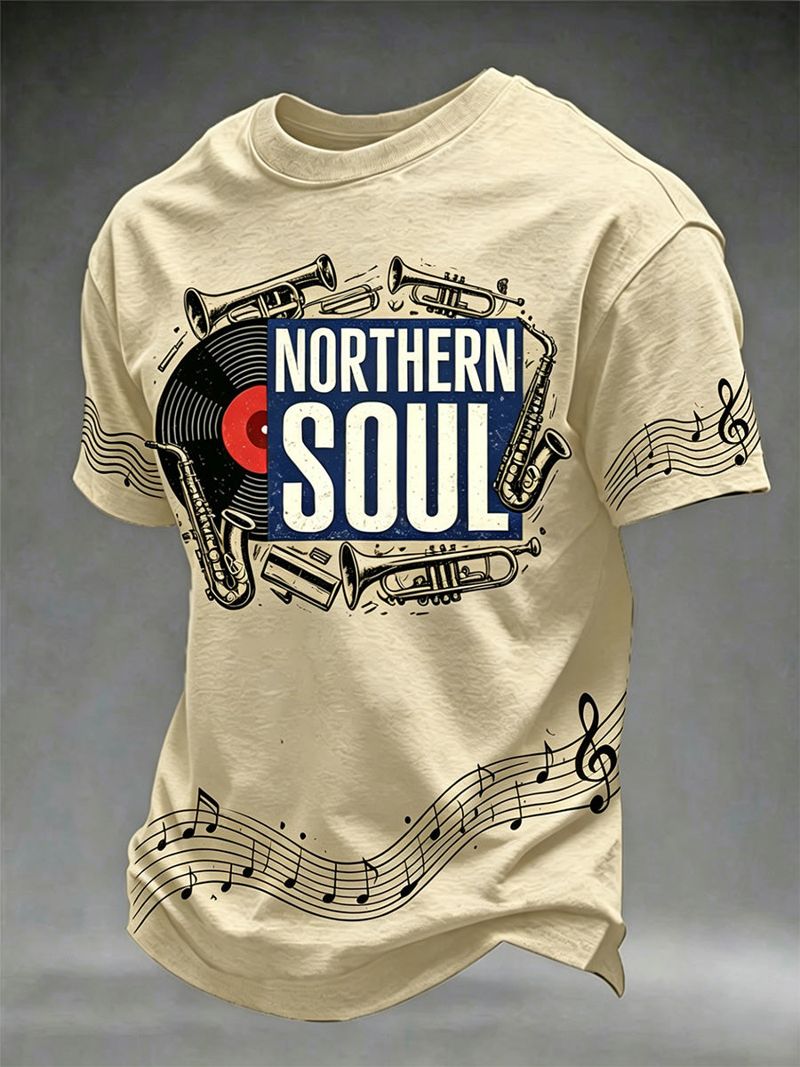 Men's Retro Northern Soul Print Casual Tee