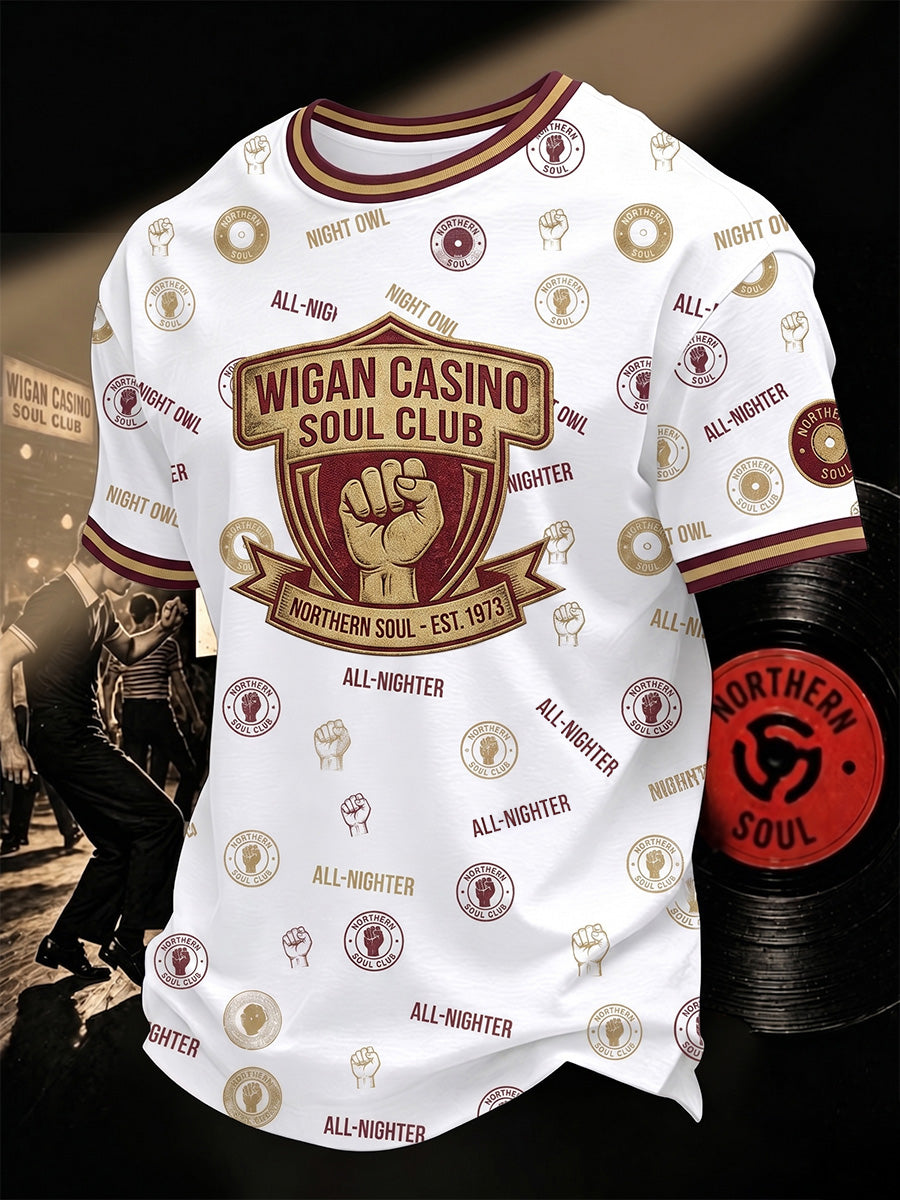Men's Retro Northern Soul Print Casual Tee