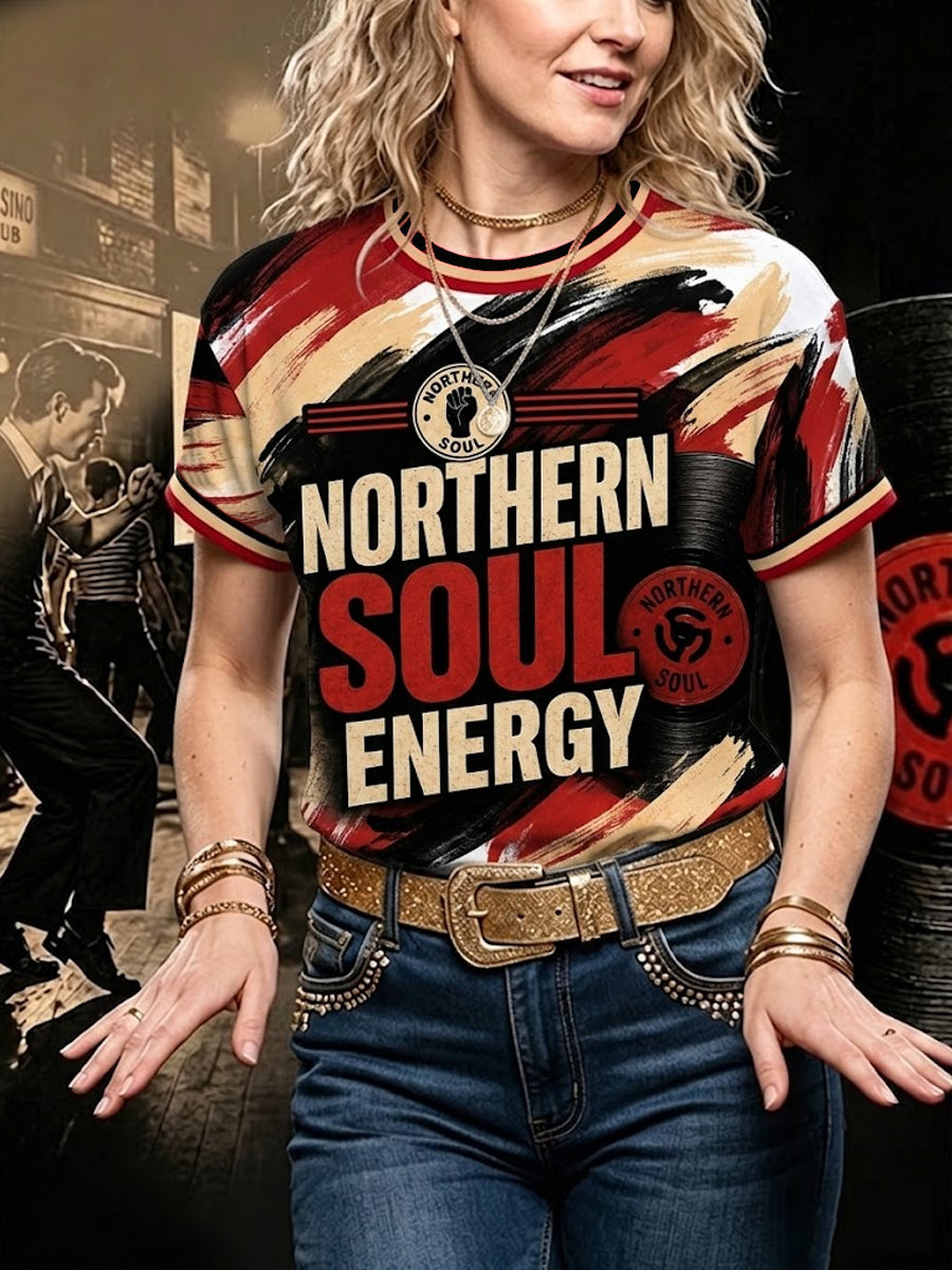 Women's Retro Northern Energy Print Casual Tee
