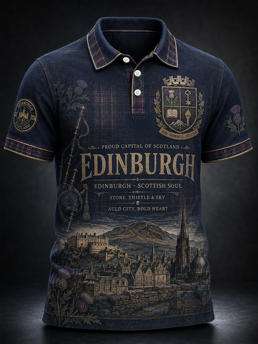 Men's Edinburgh City Proud Art Printed Casual Tops