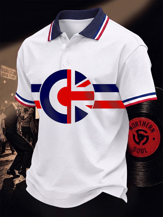 Men's  Retro Northern Soul Print Casual Polo
