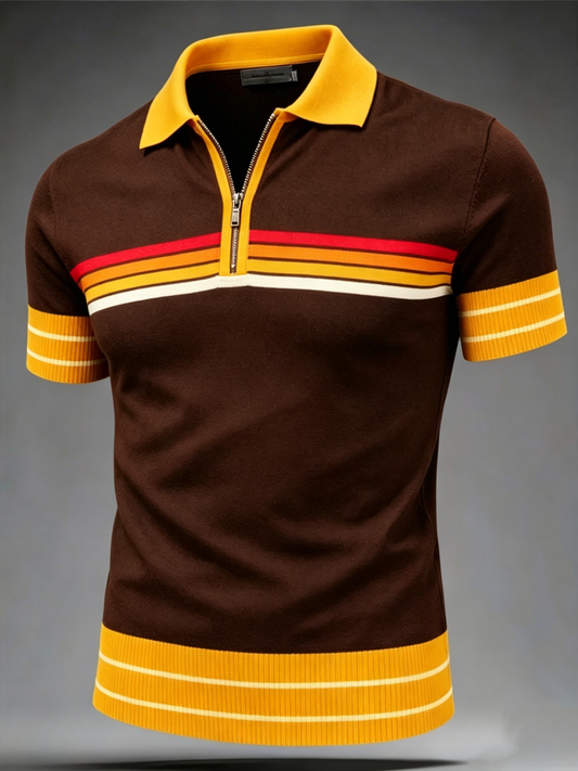 Men's Retro zip up short sleeve