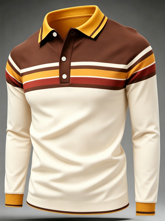 Men's Retro  long sleeve polo
