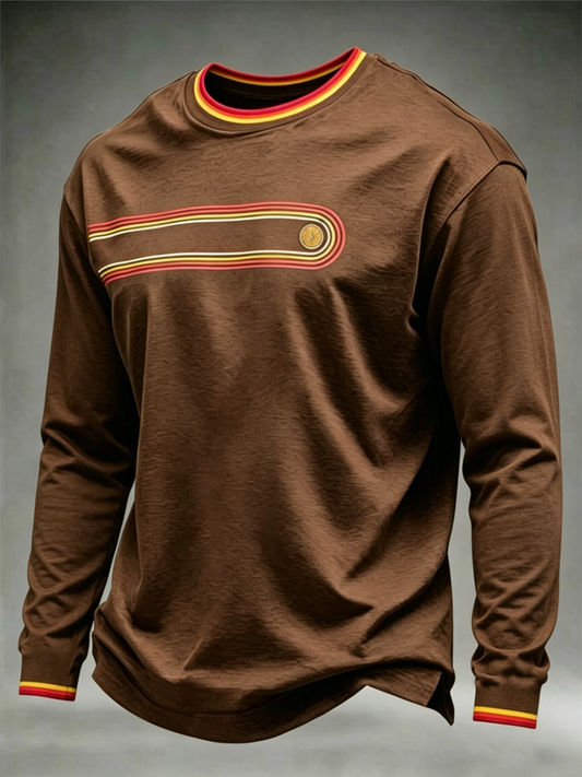 Men's Retro long sleeve round neck T-shirt