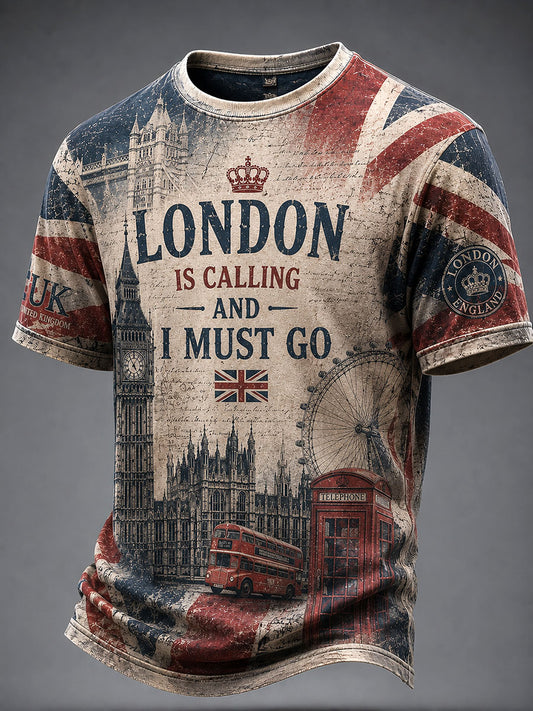 Men's 'London Is Calling And I Must Go' Print Casual T-Shirt
