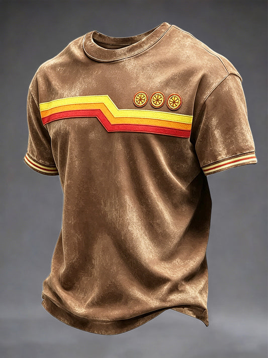 Men's Brown The Stone Rose Print Casual T-shirt
