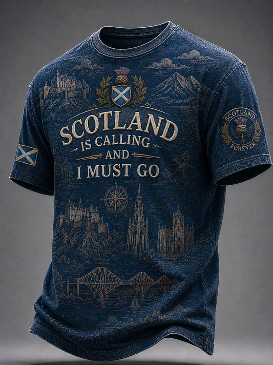Men's 'Scotland Is Calling And I Must Go' Printed Casual T-Shirt