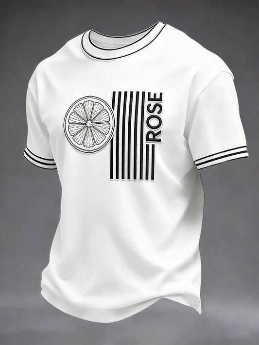 Men's White British The Stone Rose Print Casual T-shirt