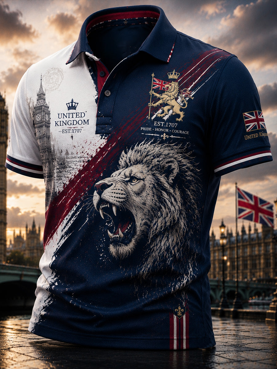 Men's Vintage British Flag Printed Short Sleeves Top