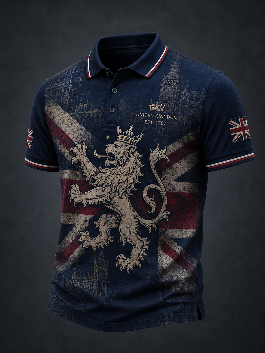 Men's Vintage British Flag Printed Short Sleeves Top