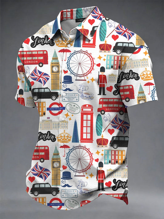 Men's British Print Casual Shirt