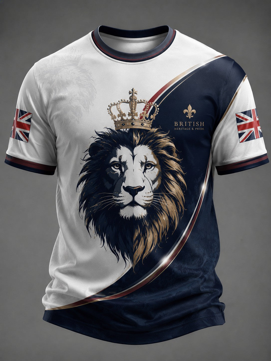 Men's The British Flag Lion Printed T-shirt
