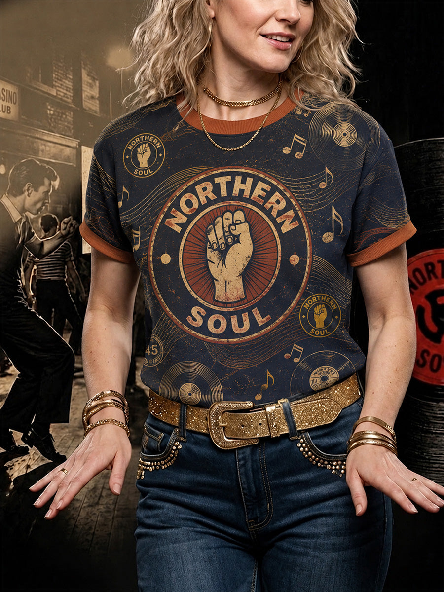 Women's Retro Northern Soul Print Casual Tee