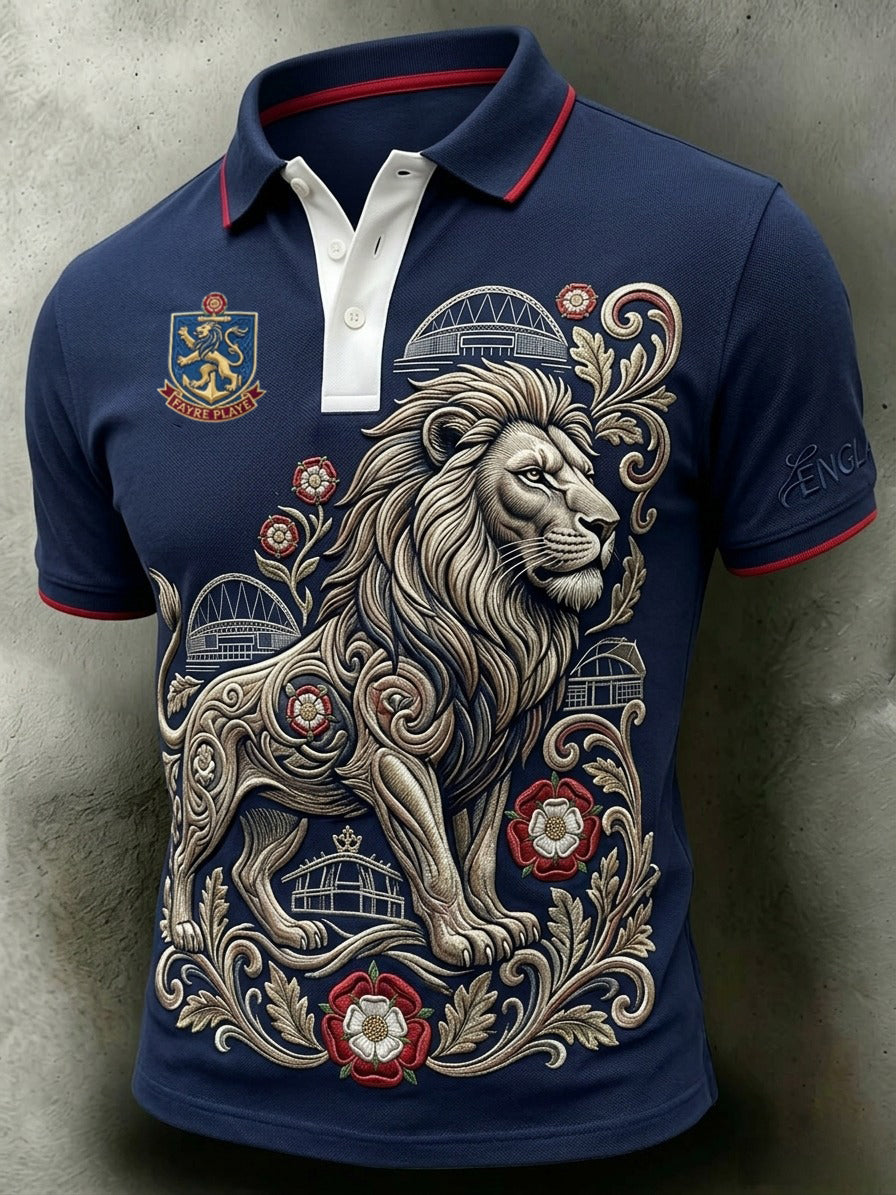 Men's Vintage England Football Lover 2026 Printed Polo Shirt