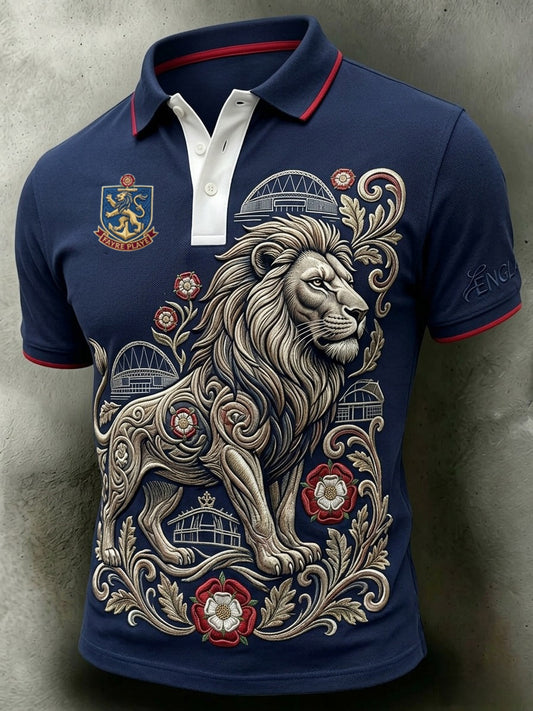 Men's Vintage England Football Lover 2026 Printed Polo Shirt