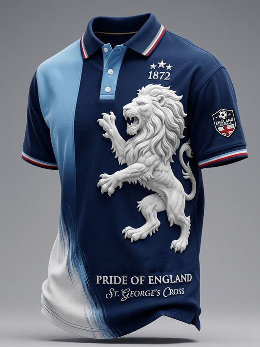 Men's Vintage England Football Lover 2026 Printed Polo Shirt