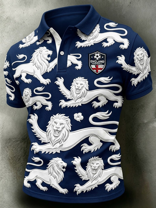 Men's Vintage England Football Lover 2026 Printed Polo Shirt