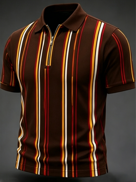 Men's Retro zip up short sleeve