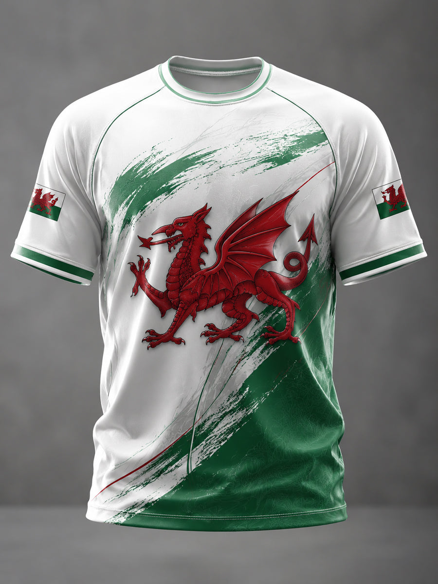 Men's Welsh Dragon Printed Casual short sleeves t-shirt