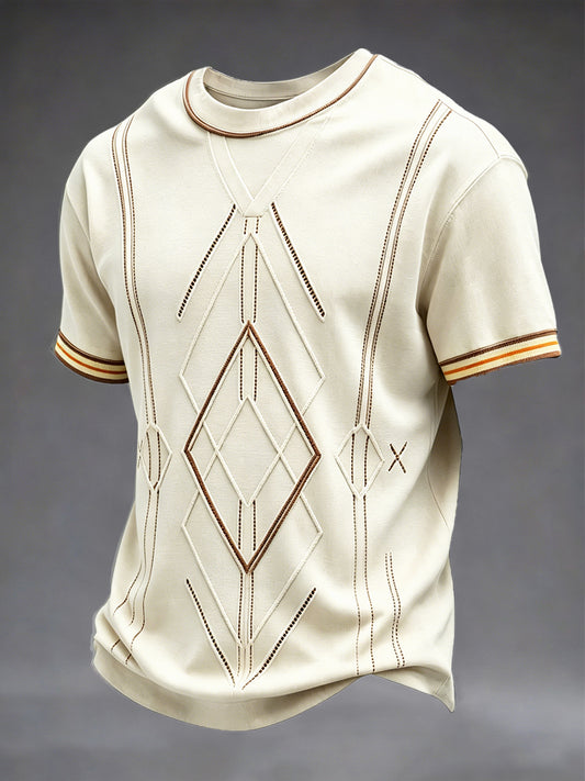 Men's Off-White The Stone Rose Classic Vintage Striped Casual T-Shirt