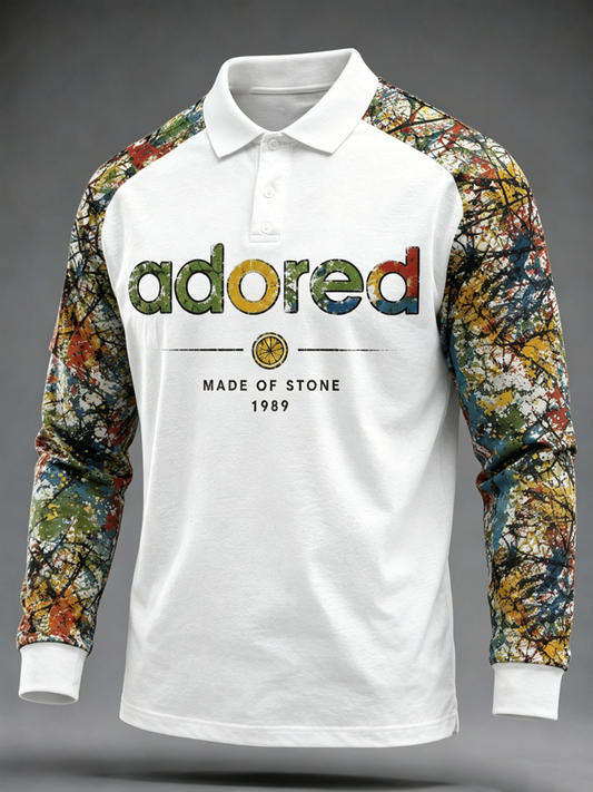 Men's Lemon Roses Music Lover Printed Three Button Shoulder Plug Long Sleeve