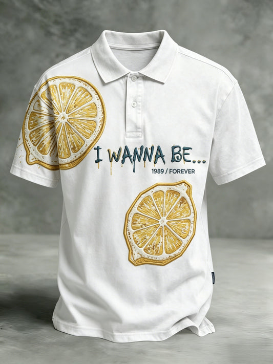 Men's Lemon Roses Music Lover Printed Short-Sleeve Polo Shirt
