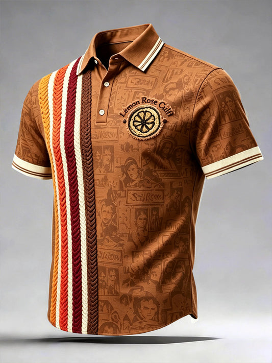 Men's The Stone Rose Graffiti Vintage Print Casual Polo Shirt