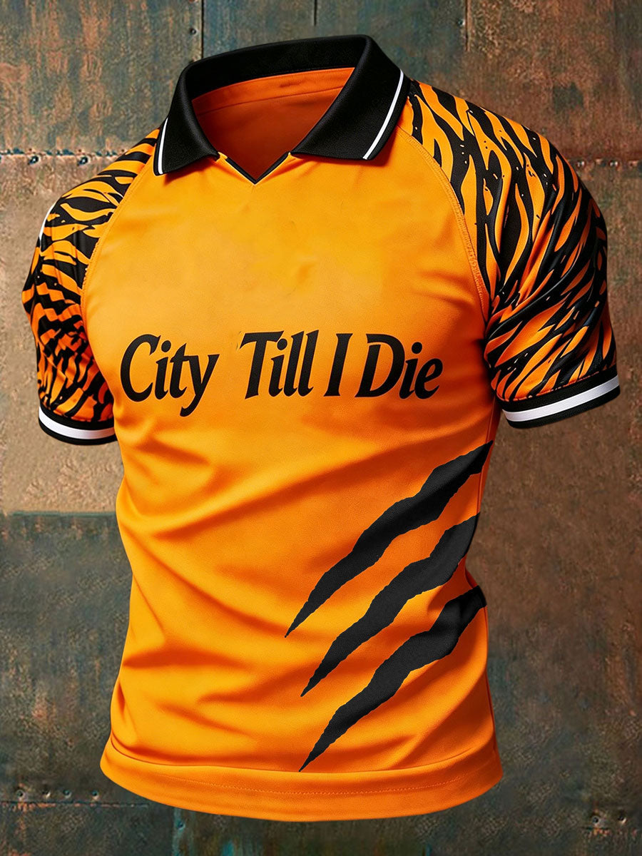 Men's Tigers Art Football Lover Printed Casual Tops
