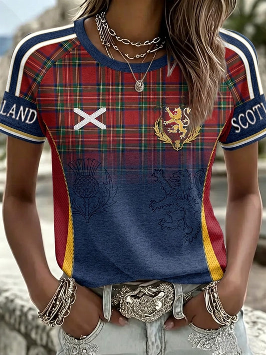 Women's UK Football Lover Scotland Printed round neck short sleeve T-shirt