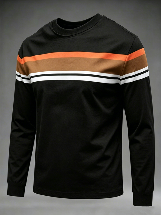 Men's Retro long sleeve round neck T-shirt