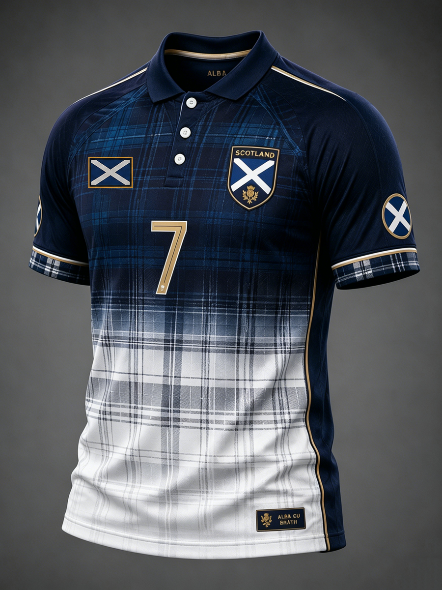 Men's Scotland Printed three buttons shoulder sleeve