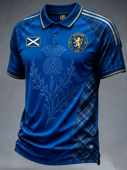 Men's SCOTLAND Printed three buttons shoulder sleeve