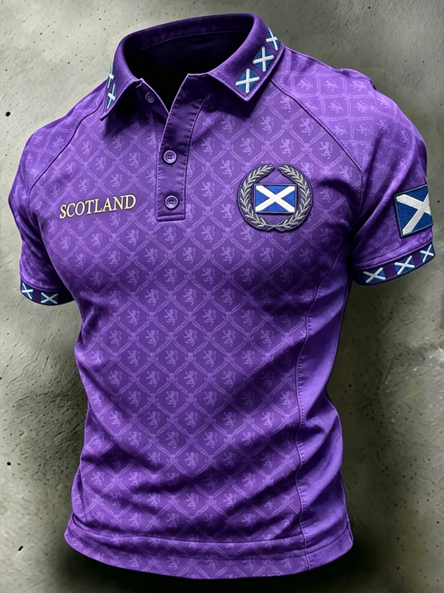 Men's Scotland Printed three buttons shoulder sleeve