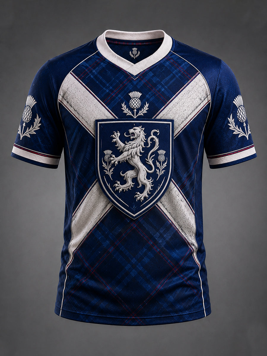 Men's Scotland Art Printed Short Sleeve  V-neck T-shirt