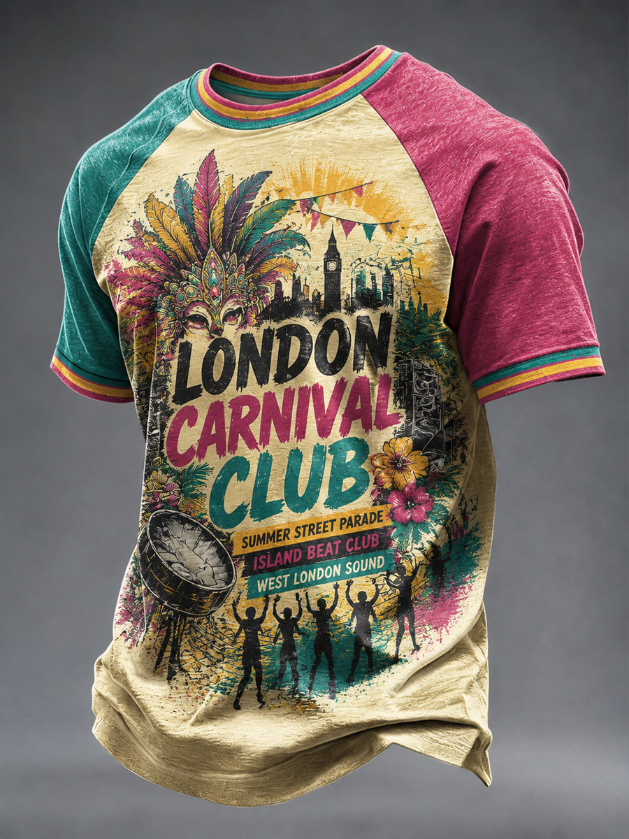 Men's Caribbean London Festival Notting Hill Carnival Printed Casual short sleeves t-shirt