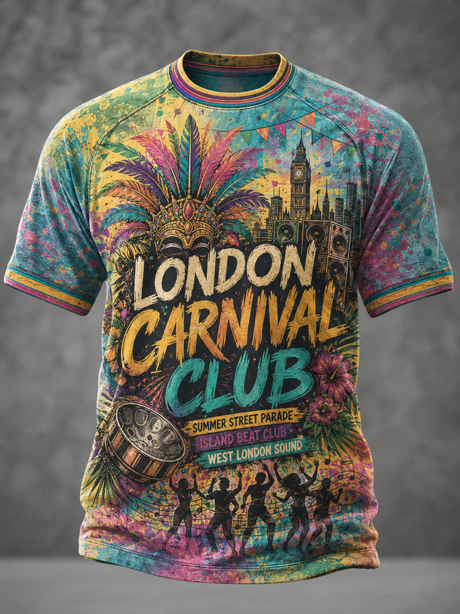 Men's Caribbean London Festival Notting Hill Carnival Printed Casual short sleeves t-shirt
